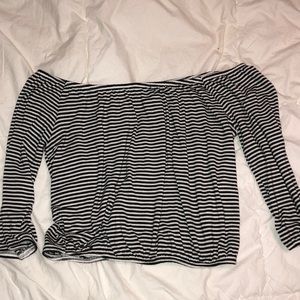 long sleeve off the shoulder crop top